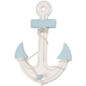 Clayre & Eef Decorazione Ancora 22x5x33 cm Bianco Blu MDF Legno Marittimo