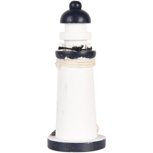Clayre & Eef Faro decorativo bianco blu MDF Ø 6 x 15 cm Decorazione nautica