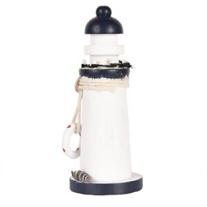 Clayre & Eef Faro decorativo bianco blu MDF Ø 6 x 15 cm Decorazione nautica