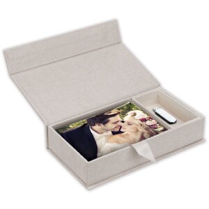 ZEP USB Photo Box Lodi Beige Linen 23x12,5x5 cm senza...