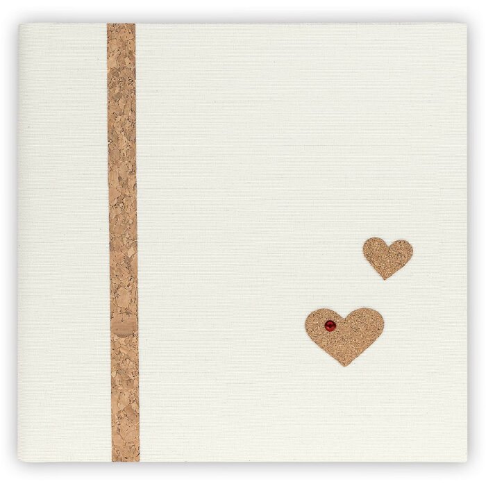 ZEP album fotografico Symphony 8 copertina in tessuto cuori di sughero bianco crema 23x23 cm