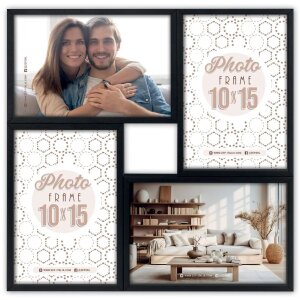 Cornice ZEP MDF Bari nero per 4 foto 10x15 cm