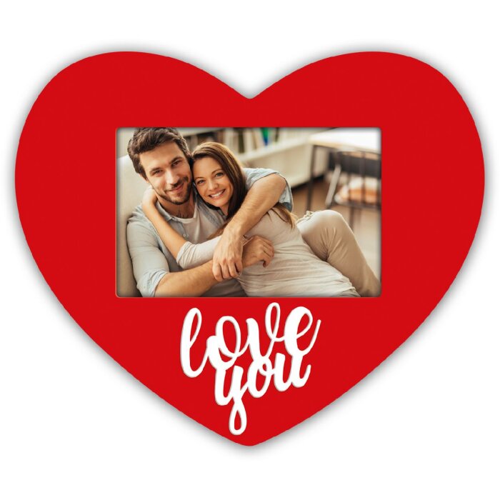 ZEP Cornice per ritratti Iris 10x15 cm Portafoto in legno a forma di cuore rosso