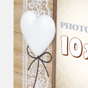 ZEP Photo Gallery Dafne Cornice in legno 2x 10x15 cm Cuore Vintage Bianco Natura