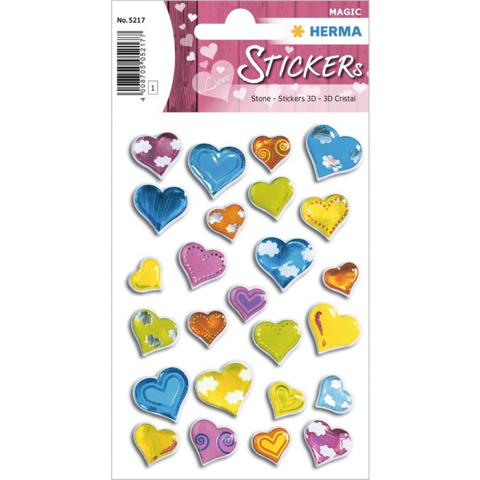 Adesivi HERMA etichette decorative Cuori MAGICI colorati Pietra 1 foglio