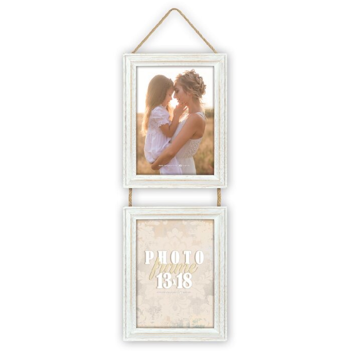 ZEP Photo Gallery Rosel Cornice in legno bianco per 2 foto 10x15 cm o 13x18 cm