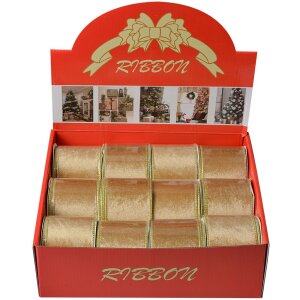 Clayre & Eef LI0128GO Nastro Beige-Oro 6,3 cm x 5 m
