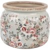 Clayre & Eef 6CE1964L Vaso da fiori grigio con fiori rosa Ø 20x15 cm