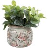 Clayre & Eef 6CE1964L Vaso da fiori grigio con fiori rosa Ø 20x15 cm
