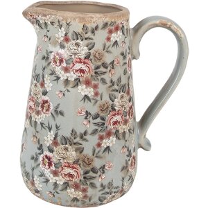 Caraffa decorativa Clayre & Eef in ceramica grigio...