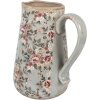 Caraffa decorativa Clayre & Eef in ceramica grigio rosa fiori 21x15x23 cm stile country
