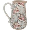 Caraffa decorativa Clayre & Eef in ceramica grigio rosa fiori 21x15x23 cm stile country
