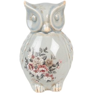 Clayre & Eef Gufo decorativo in ceramica grigio rosa...