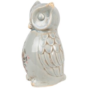 Clayre & Eef Gufo decorativo in ceramica grigio rosa...