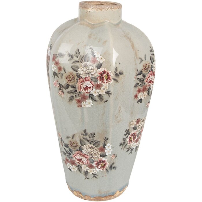 Clayre & Eef 6CE1970L Vaso in stile country in ceramica grigia Ø 24x40 cm