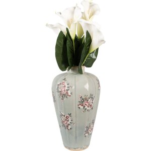 Clayre & Eef 6CE1970L Vaso in stile country in ceramica grigia Ø 24x40 cm