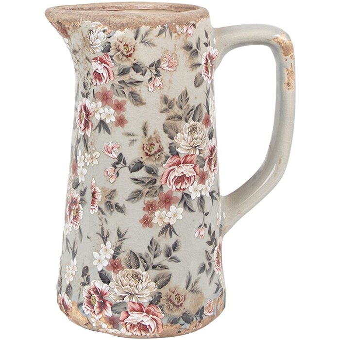 Caraffa decorativa Clayre & Eef Caraffa in stile country Grigio Rosa 16x11x20 cm