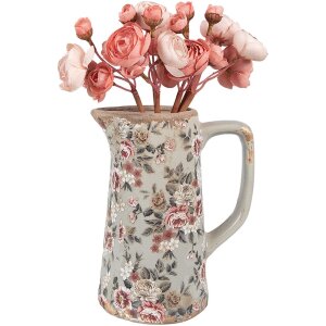 Caraffa decorativa Clayre & Eef Caraffa in stile country Grigio Rosa 16x11x20 cm