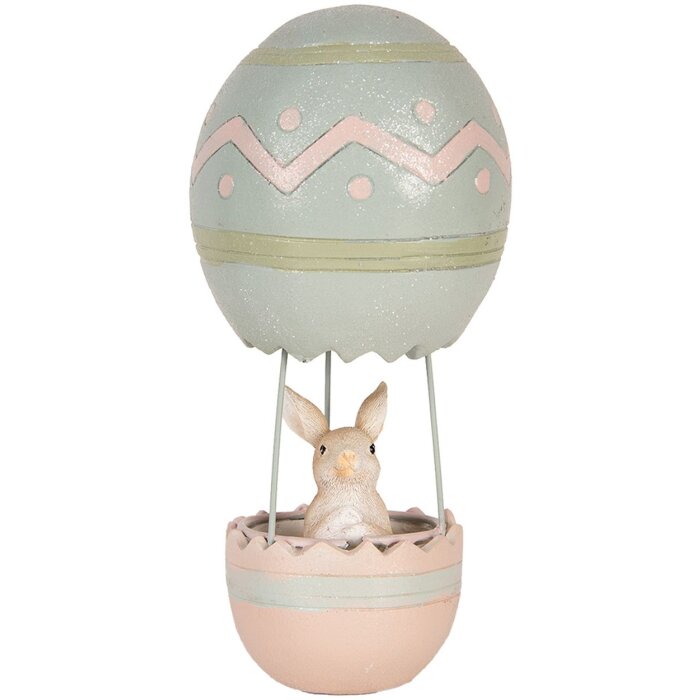 Clayre & Eef Decorazione Coniglio Mongolfiera Beige Blu Ø 12x25 cm