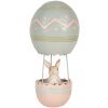 Clayre & Eef Decorazione Coniglio Mongolfiera Beige Blu Ø 12x25 cm