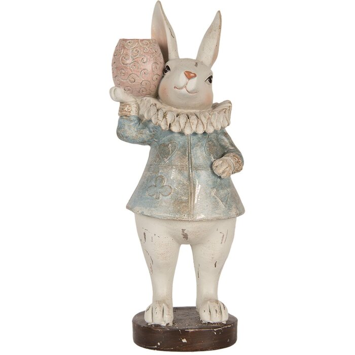 Clayre & Eef Coniglio decorativo in stile country Beige Blu 11x10x28 cm in poliresina