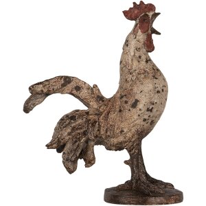 Clayre & Eef 6PR5481 Gallo decorativo Beige Brown 26x13x33 cm Poliresina