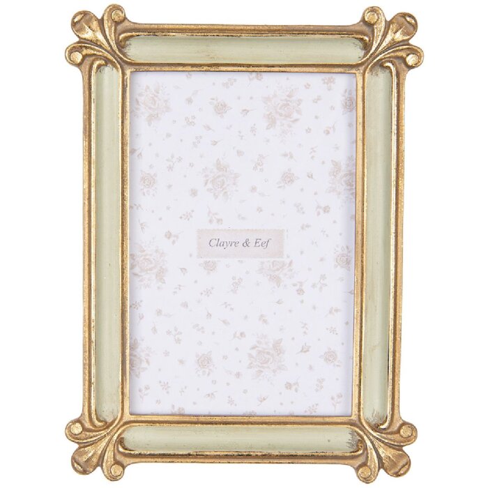 Clayre & Eef 2F1202 Portafoto Oro Verde Barocco 15x2x20 cm per foto 10x15 cm
