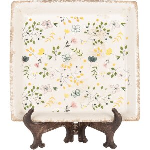 Clayre & Eef Piatto decorativo 22x22 cm Beige in...