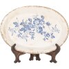 Clayre & Eef 6CE2020 Piatto decorativo Beige-Blu 25x18x3 cm