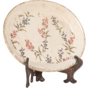 Piatto decorativo Clayre & Eef in ceramica beige rosa...