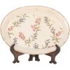 Piatto decorativo Clayre & Eef in ceramica beige rosa 25x18 cm stile vintage