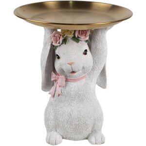 Clayre & Eef Decorazione Coniglio con ciotola oro...