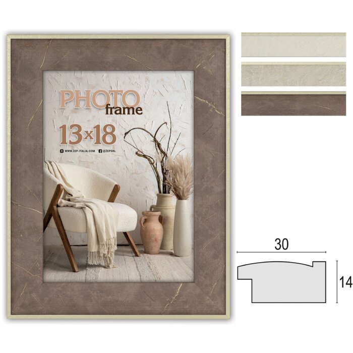 Cornice ZEP Colmar in polistirolo effetto legno marrone grigio bianco da 10x15 a 30x40 cm