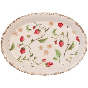 Clayre & Eef Piatto decorativo 25x18x3 cm Beige Rosso...