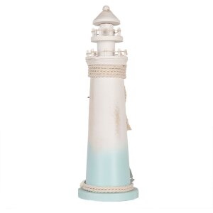 Clayre & Eef Faro decorativo Bianco Blu Ø 13x42 cm MDF Legno Decorazione marittima