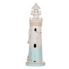 Clayre & Eef Faro decorativo Bianco Blu Ø 13x42 cm MDF Legno Decorazione marittima
