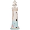 Clayre & Eef Faro decorativo Bianco Blu Ø 13x42 cm MDF Legno Decorazione marittima