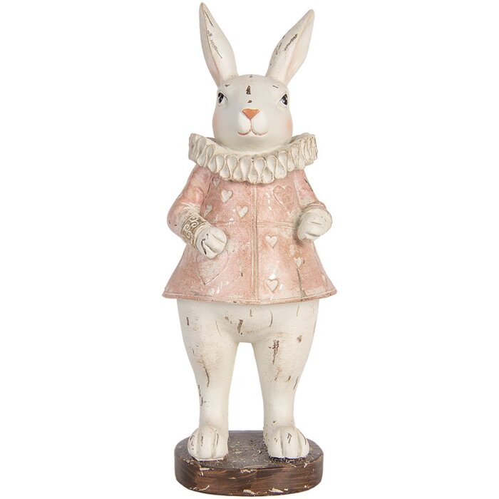 Clayre & Eef Coniglio decorativo Vintage Decorazione di Pasqua Beige Rosa 11x10x29 cm