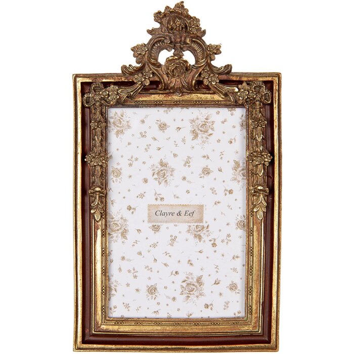 Portafoto Clayre & Eef 2F1246 Oro-Marrone 14x3x24 cm per foto 10x15 cm
