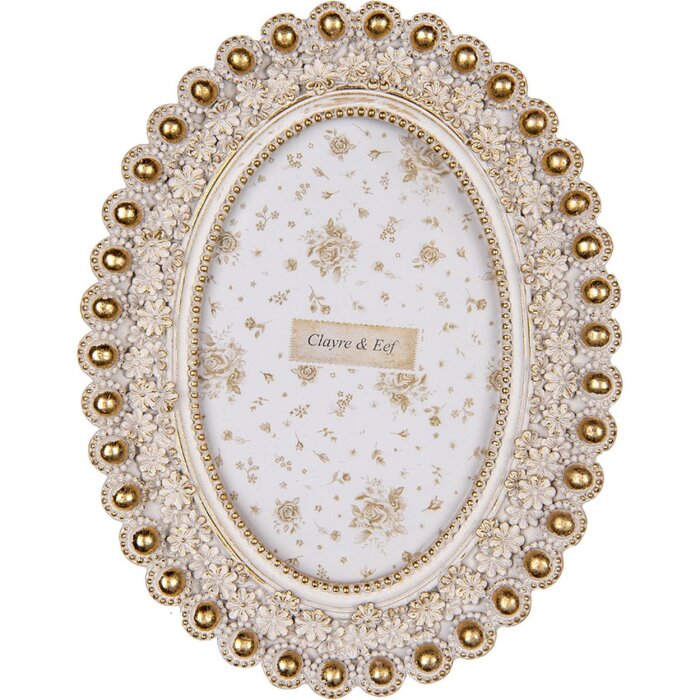 Clayre & Eef Cornice per foto 16x3x20 cm Cornice romantica in oro bianco