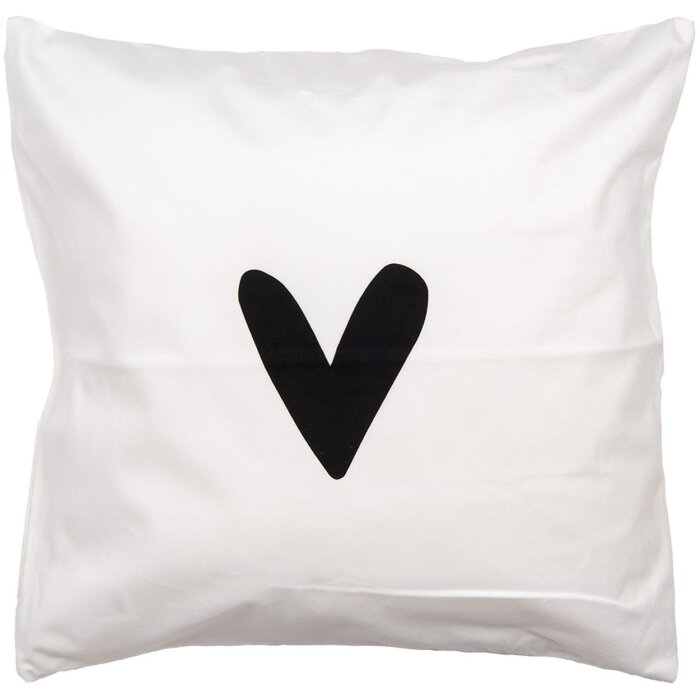 Clayre & Eef BHS24-3 Copricuscino 45x45 cm Bianco Nero Motivo Cuore