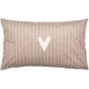Copri cuscino Clayre & Eef 30x50 cm Marrone Bianco Stile Country Poliestere