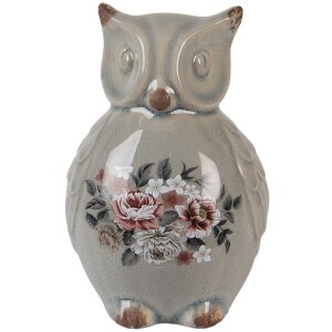 Gufo decorativo in ceramica Clayre & Eef Grigio Rosa...
