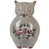 Gufo decorativo in ceramica Clayre & Eef Grigio Rosa 11x10x17 cm Stile Country