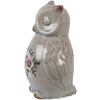 Gufo decorativo in ceramica Clayre & Eef Grigio Rosa 11x10x17 cm Stile Country