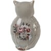 Gufo decorativo in ceramica Clayre & Eef Grigio Rosa 11x10x17 cm Stile Country