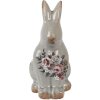Clayre & Eef Coniglio decorativo in ceramica grigio rosa 13x10x21 cm stile country vintage