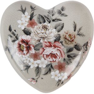 Cuore decorativo in ceramica grigio-rosa 11x11x4 cm stile...