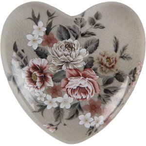 Cuore decorativo in ceramica grigio-rosa 11x11x4 cm stile country di Clayre & Eef