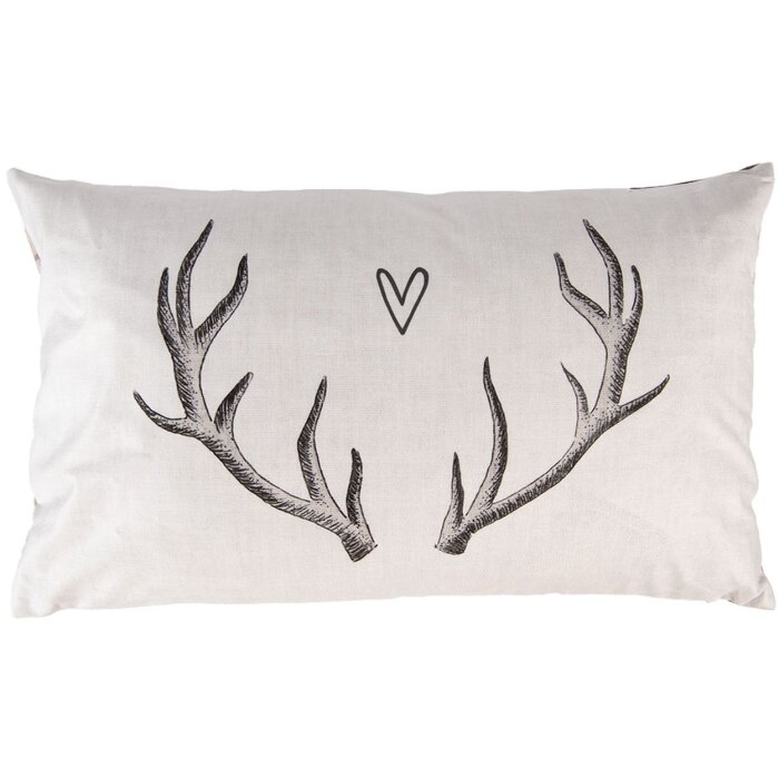 Copri cuscino Clayre & Eef 30x50 cm Beige Marrone Motivo a corna di cervo Stile country